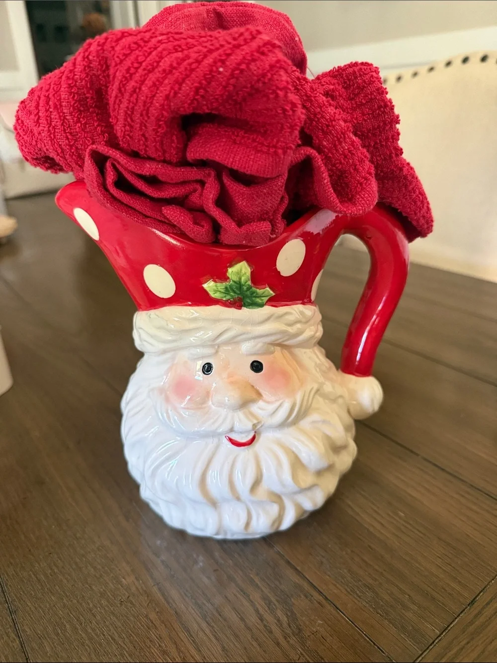 Festive Red Santa Pitcher - Holiday Home Décor